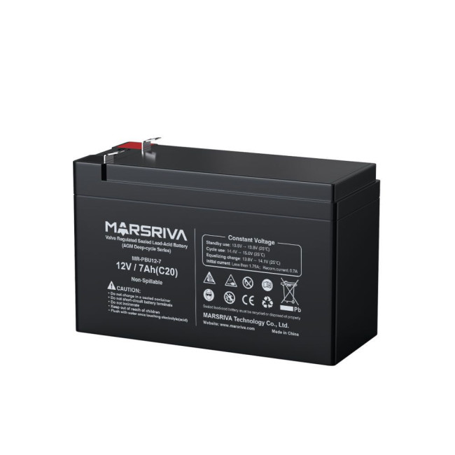 AGM батарея 12V/7Ah глибокого розряду MR-PBU12/7Герметична свинцево-кислотна батарея  12V/7Ah, MARSRIVA MR-PBU12-7
