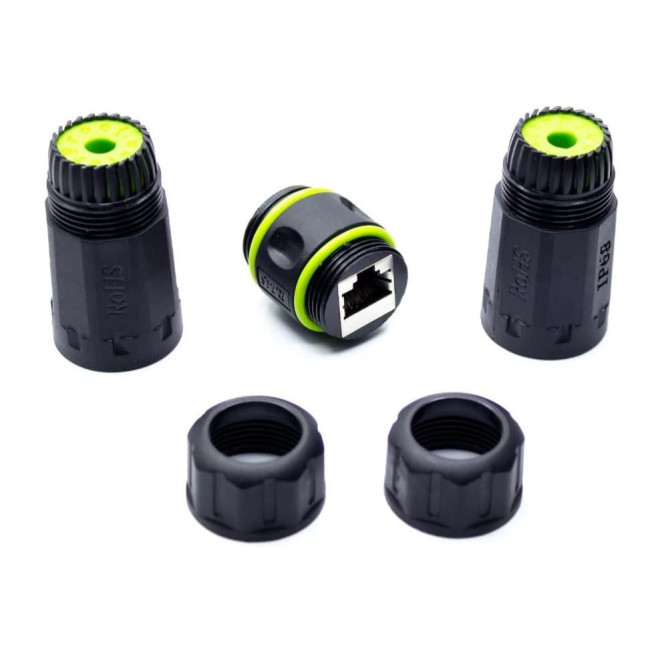З'єднувач витої пари STP, кат. 6A, RJ45-RJ45, IP68 KINGDA KD-CP3010SHC6A