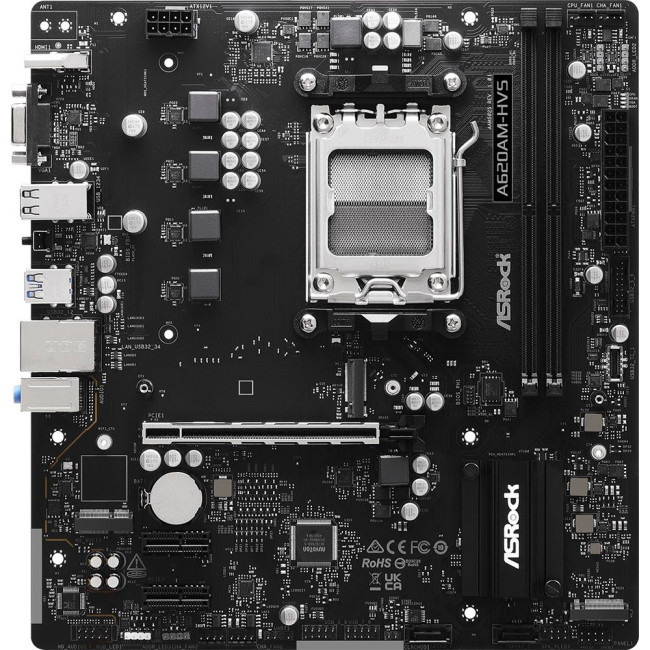 Mатеринська плата sAM5 AMD A620A HDMI/VGA 2xM.2 2xDDR5 GbE LAN mATX ASROCK A620AM-HVS