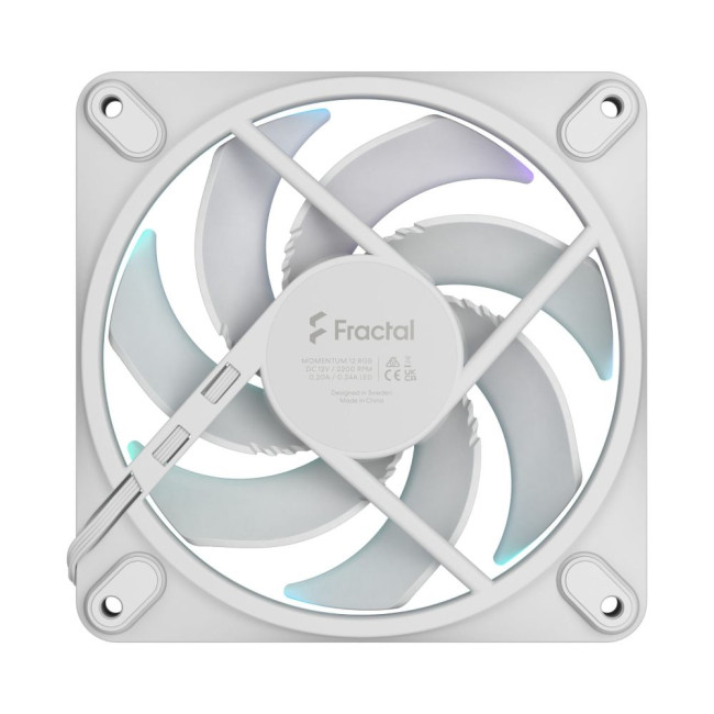 Вентилятор для корпусу 120 мм, білий, ARGB PWM, Zero-RPM capability, Momentum 12 RGB White FRACTAL DESIGN Momentum 12 RGB White (FD-F-MR1-1202)