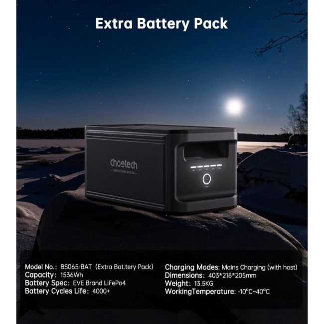 Додаткова батарея 1536Wh battery pack paired with CHOETECH 1536Wh battery pack (BS065-Battery)