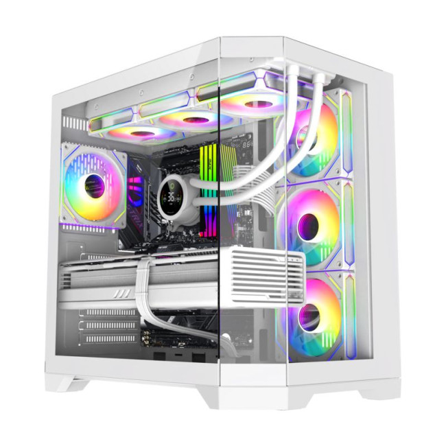 Корпус комп'ютерний Midi ATX без блока живлення X,M-ATX, ITX,Tempered Glass,Metal cover, USB2.0x1, GAMEMAX HYPE-A White