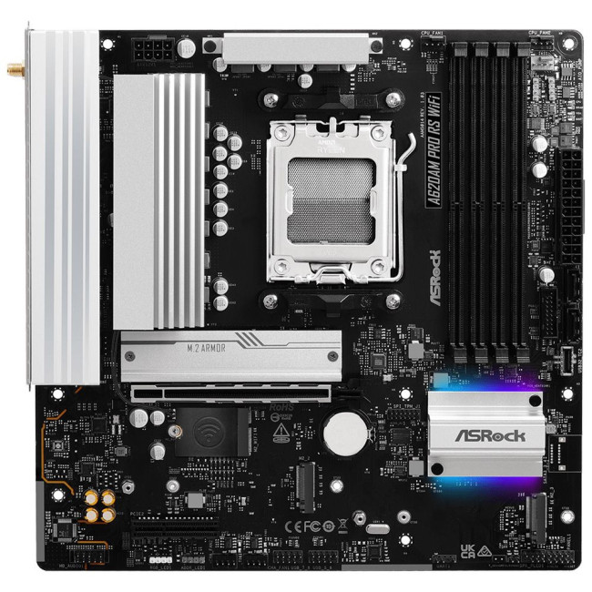 Mатеринська плата sAM5 AMD A620A DP/HDMI 3xM.2 4xDDR5 2.5GbE LAN mATX ASROCK A620AM PRO RS WIFI