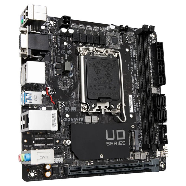Mатеринська плата s1700 Intel H610 2хDDR5 2xDP/HDMI/VGA 1xM.2 GbE LAN Mini-ITX GIGABYTE H610I
