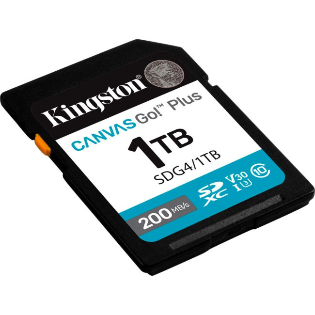 Карта пам'яті 1TB SDXC Canvas Go Plus Gen4 200MB/s C10 UHS-I U3 V30 KINGSTON SDG4/1TB