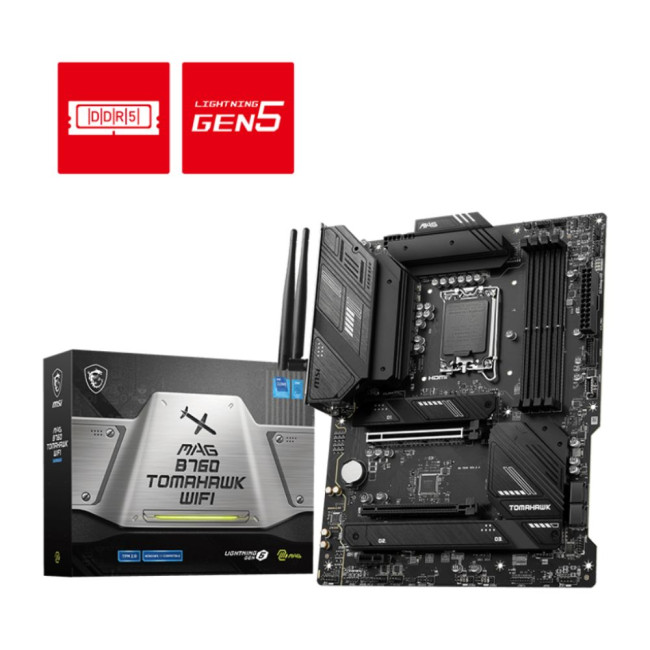 материнська плата s1700/4DDR5/HDMI/DP/3PCIe/4SATA/3M.2/LAN2.5Gb MSI MAG B760 TOMAHAWK WIFI