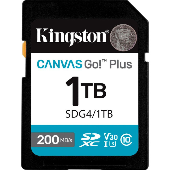 Карта пам'яті 1TB SDXC Canvas Go Plus Gen4 200MB/s C10 UHS-I U3 V30 KINGSTON SDG4/1TB