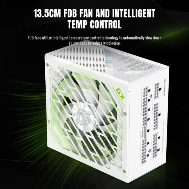 Блок живлення ATX 3.1 & PCIe5.1_ 1250W, 80+ Gold, fan 135mm,fully modular ,Japanese 105°C and solid GAMEMAX GX PRO 1250G WH