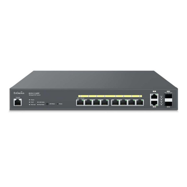 Комутатор 10xGbE + 2xSFP L2+ 130W Cloud ENGENIUS ECS1112FP (1402A0150304)