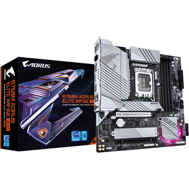 Mатеринська плата s1700 Intel B760 HDMI/DP 4xDDR5 2xM.2 2.5GbE LAN mATX PCI Express x16 slot, suppor GIGABYTE B760M AORUS ELITE WIFI6E GEN5