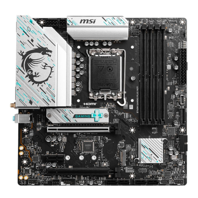 материнська плата s1700/4DDR5/2HDMI/2DP/3PCIe/4SATA/2M.2/LAN2.5Gb MSI B760M GAMING PLUS WIFI