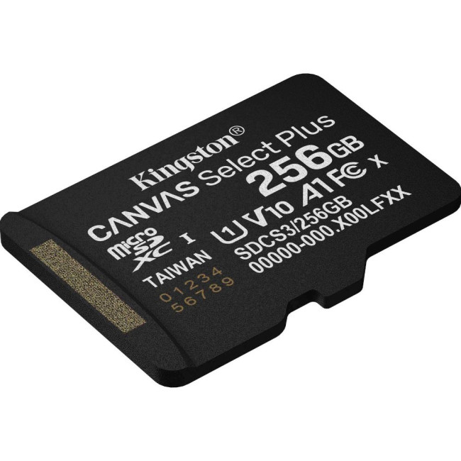 Карта пам'яті 256GB microSDXC Canvas Select Plus Gen3 150R A1 Single Pack w/o ADP KINGSTON SDCS3/256GBSP