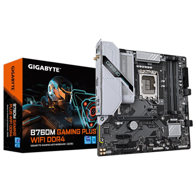 Mатеринська плата s1700 Intel B760 HDMI/DP  2xM.2 GbE LAN mATX GIGABYTE B760M GAMING PLUS WIFI DDR4