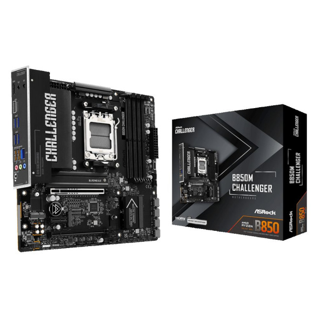 Mатеринська плата sAM5 AMD B850 4xDDR5 HDMI 2xM.2 2.5GbE LAN mATX ASROCK B850M CHALLENGER