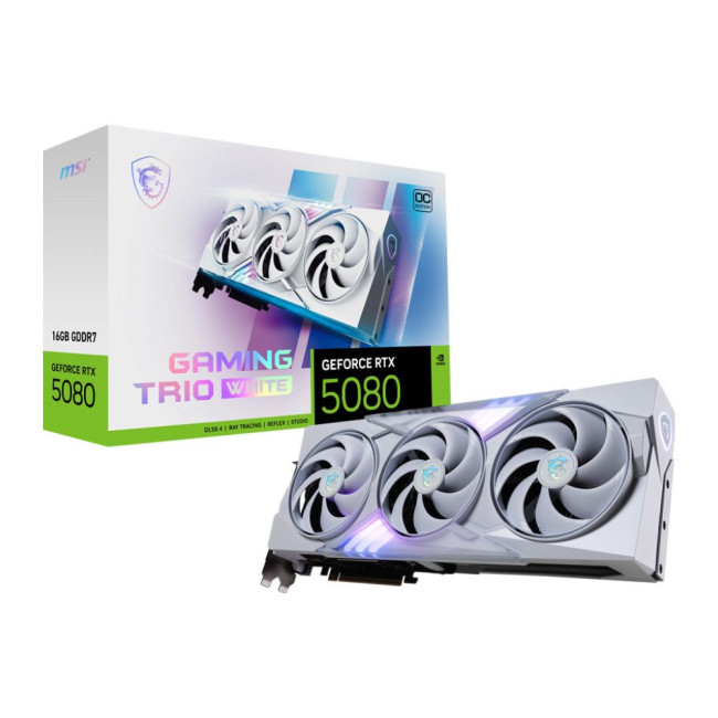 Відеокарта MSI NVIDIA GeForce RTX 5080 16G GAMING TRIO OC WHITE MSI RTX 5080 16G GAMING TRIO OC WHITE