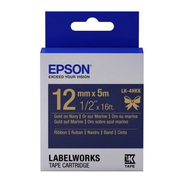 Лента для принтера EPSON Tape - LK4HKK Ribbon Gold/Navy (C53S654002)