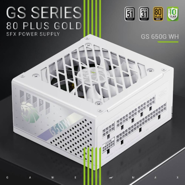Блок живлення SFX 650W, 80plus Gold,fan 92mm, fully modular OPP / OVP/ UVP / OCP/ SCP / OTP / NLP / GAMEMAX GS 650G WH V25