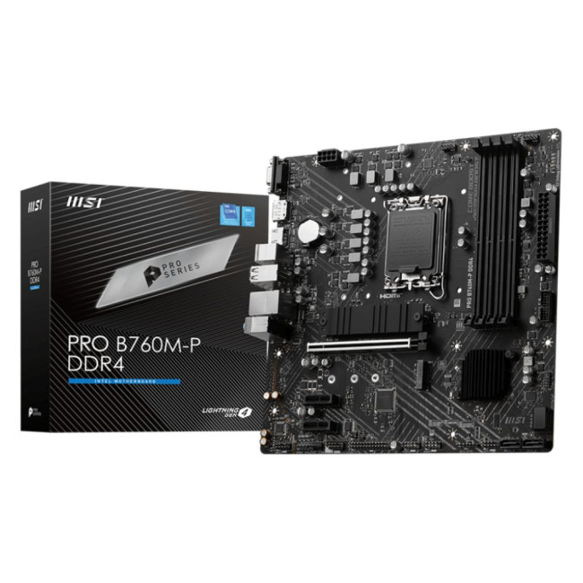 материнська плата s1700/4DDR4/VGA/HDMI/DP/3PCIe/4SATA/2M.2/COM MSI PRO B760M-P DDR4