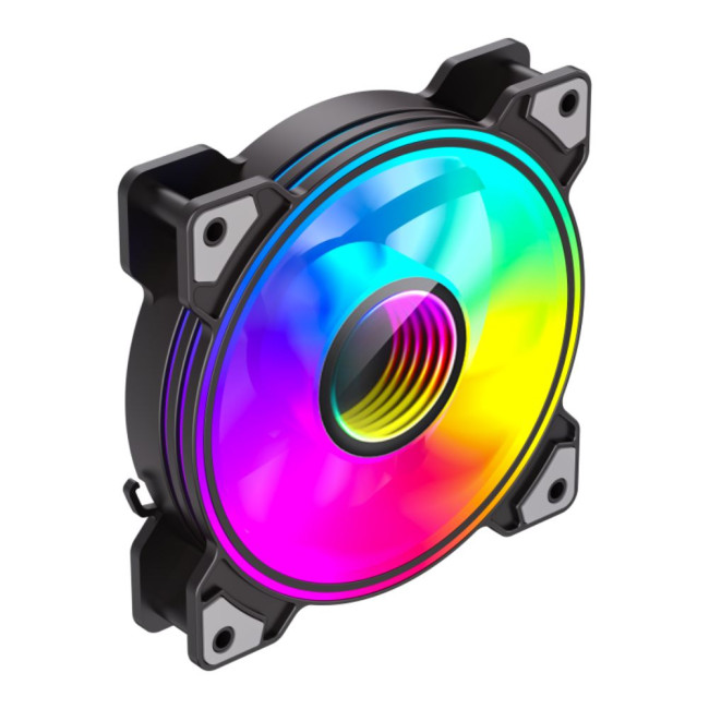 Кулер для корпусу 120 мм, ARGB 3pin 5V(M/F),Molex+3pin, AURA SYNC or ARGB HUB GAMEMAX Dual Ring Infinity BK
