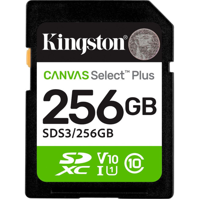 Карта пам'яті 256GB SDXC Canvas Select Plus Gen3 150MB/s C10 UHS-I U1 V10 KINGSTON SDS3/256GB