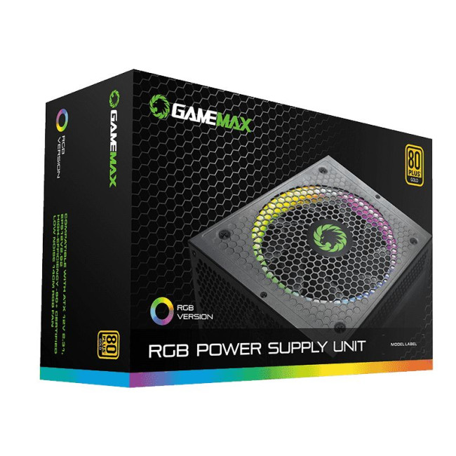 Блок живлення 1050W, 80 Gold,ARGB ring fan 140mm,fully modularOPP, OVP, UVP, OCP, OTP, SCP GAMEMAX RGB-1050 PRO