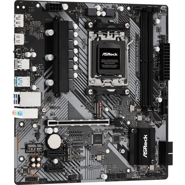 Mатеринська плата sAM5 AMD B650 DP/HDMI 2xM.2 GbE LAN mATX ASROCK B650M-H/M.2+