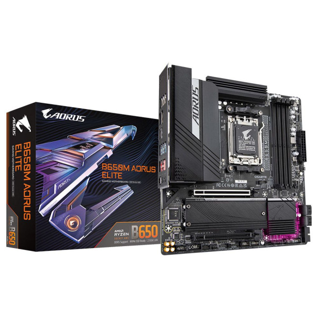Mатеринська плата sAM5 AMD B650 DP/HDMI 2xM.2 2.5GbE LAN mATX GIGABYTE B650M AORUS ELITE
