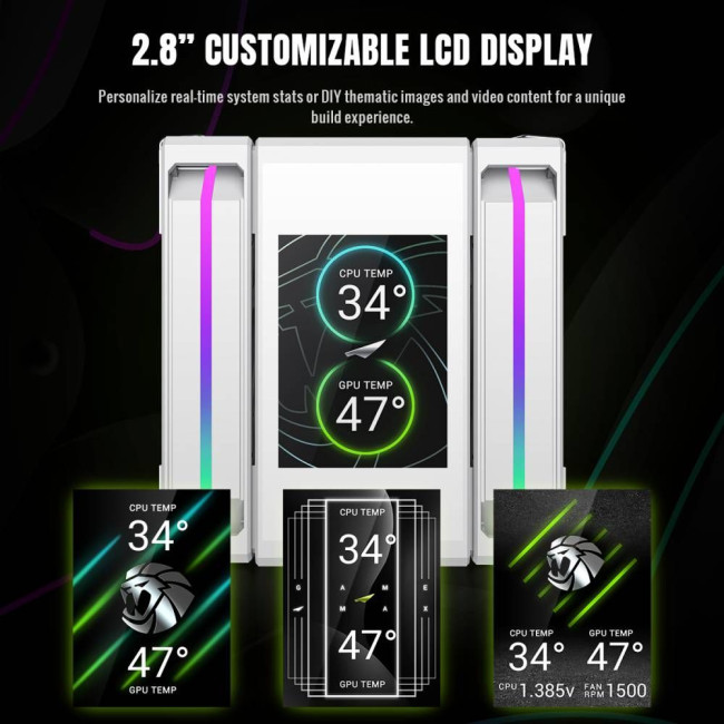 Кулер для процесора TDP245W800-1800RPM71.66CFM 2.54mm 3pin AURA 4pin PWM           Intel LGA1821/170 GAMEMAX SIGMA 620 WH