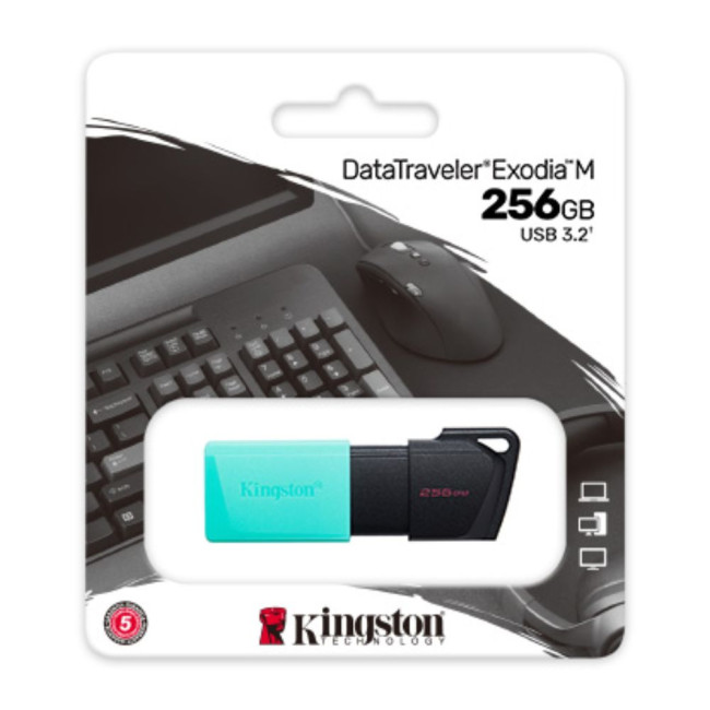 Флеш пам'ять 256GB USB3.2 Gen1 DataTraveler ExodiaM (Black + Teal) KINGSTON DTXM/256GB