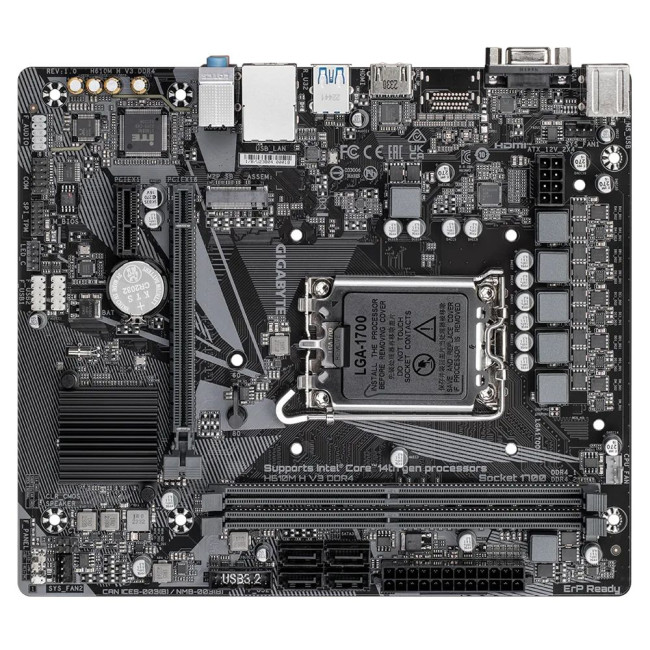Mатеринська плата s1700 Intel H610 HDMI/VGA 1xM.2 GbE LAN mATX GIGABYTE H610M H V3 DDR4