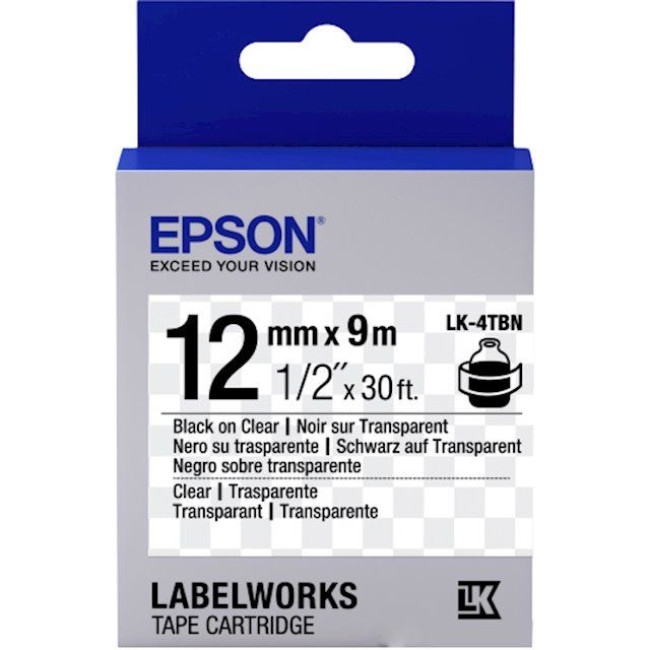 Стрічка для принтера EPSON Tape - LK4TBN Clear Blk/Clear (C53S654012)