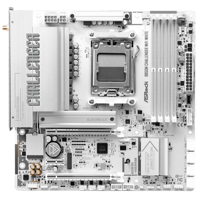Mатеринська плата sAM5 AMD B850 4xDDR5 HDMI 2xM.2 2.5GbE LAN mATX ASROCK B850M CHALLENGER WIFI WHITE