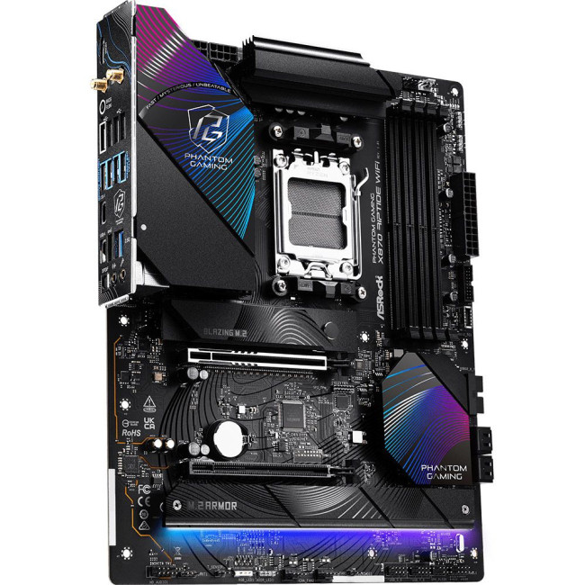 Mатеринська плата sAM5 AMD X870 4xDDR5 HDMI/2xUSB4 3xM.2 2.5GbE LAN ATX ASROCK X870 RIPTIDE WIFI