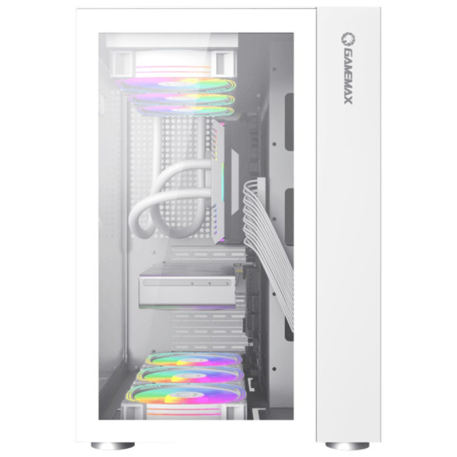 Корпус ATX без блока живлення, загартоване скло, ATX,M-ATX,ITX, VGA Card Length Up to 360 GAMEMAX Infinity White