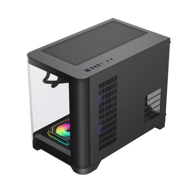 Корпус Mid Tower M-ATX без блока живлення , загартоварне склоM-ATX,ITX, Tempered Glass,USB3.0x1,USB2 GAMEMAX HYPE-M Black