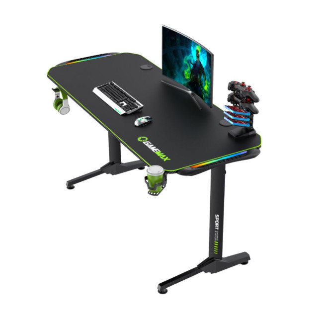 Стіл геймерський D140 Carbon-RGB чорний, вуглецеве волокно, ергономічний дизайн GAMEMAX D140 Carbon-RGB
