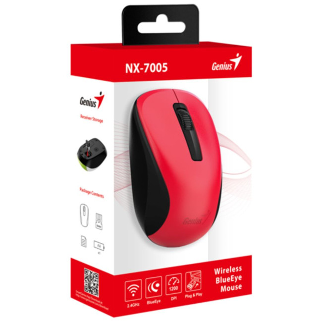 миша бездротова USB Red G5 Hanger 1600 dpi GENIUS NX-7005 (31030017403)