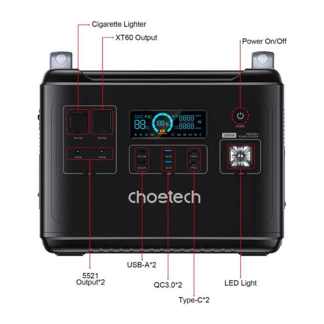 Мобільна зарядна станція Choetech 2000W Bidirecti onal charging power station Choetech 2000W Powerstation
