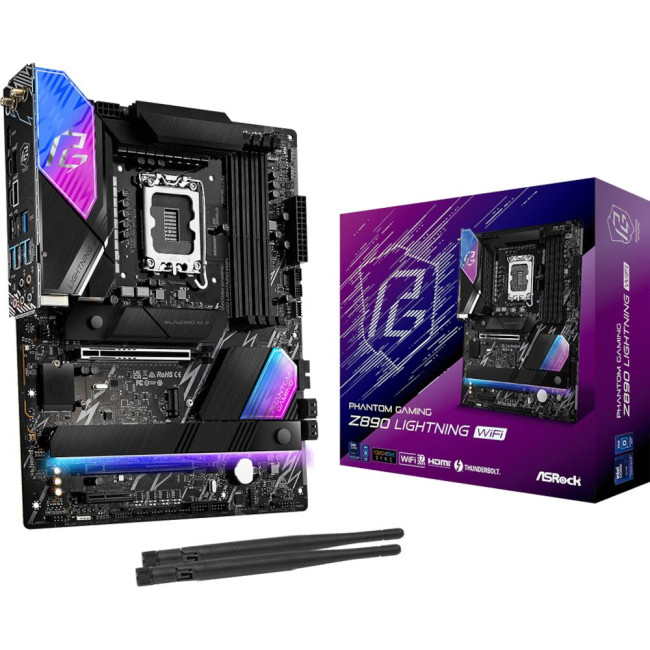 Mатеринська плата s1851 Intel Z890 4xDDR5 HDMI/2xTB4 4xM.2 2.5GbE LAN ATX ASROCK Z890 LIGHTNING WIFI
