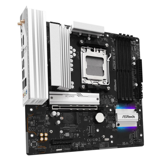 Mатеринська плата sAM5 AMD A620A DP/HDMI 3xM.2 4xDDR5 2.5GbE LAN mATX ASROCK A620AM PRO RS WIFI