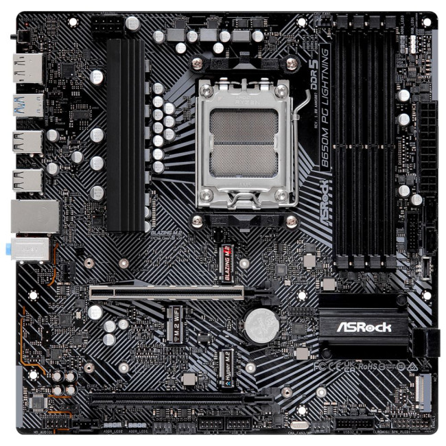 Mатеринська плата sAM5 AMD B650 DP/HDMI 3xM.2 4xDDR5 2.5GbE LAN mATX ASROCK B650M PG LIGHTNING