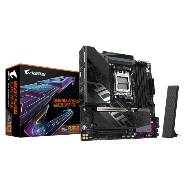 Mатеринська плата sAM5 AMD B850 HDMI/DP 2xM.2 2.5GbE LAN mATX GIGABYTE B850M AORUS ELITE WIFI6E