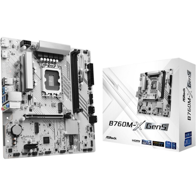 Mатеринська плата s1700 Intel B760 DP/HDMI 2xM.2 2xDDR5 2.5GbE LAN mATX ASROCK B760M-X GEN5