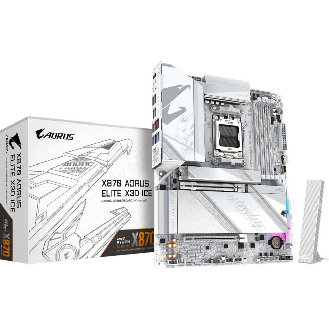 Mатеринська плата sAM5 AMD X870 2xHDMI/2xUSB4 Type-C 4xM.2 5GbE LAN ATX GIGABYTE X870 AORUS ELITE X3D ICE