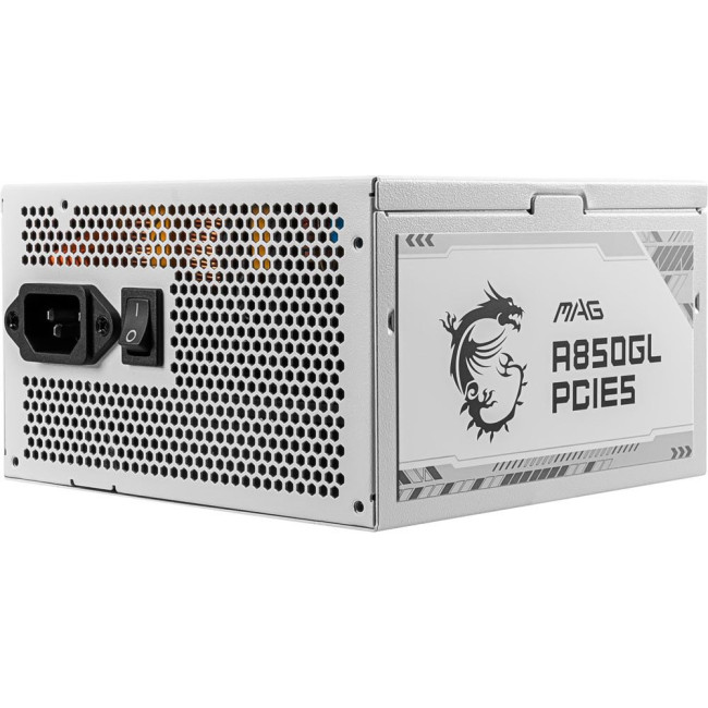 Блок живлення MSI ATX 850W MAG A850GL PCIE5 WHITE, EU, 850W, Fully-Modular, 80 Plus Gold, Color Box MSI MAG A850GL PCIE5 WHITE