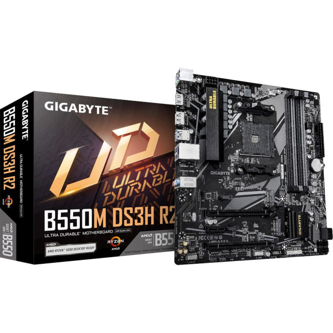 Материнська плата sAM4 AMD B550 DP/HDMI 2xM.2 GbE Lan mATX GIGABYTE B550M DS3H R2