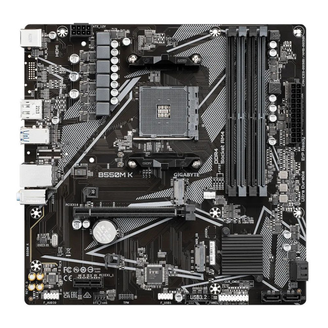 Материнська плата sAM4 AMD B550 HDMI/DP 2xM.2 GbE Lan mATX GIGABYTE B550M K