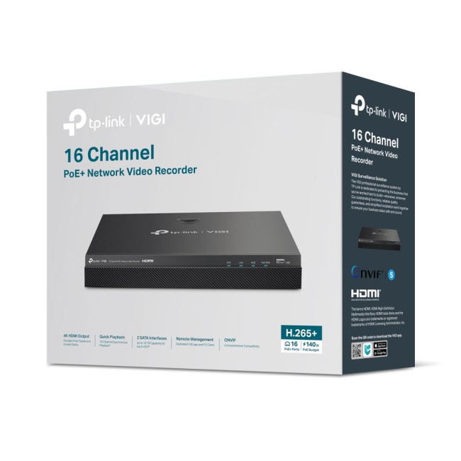 16-канальний мережевий відеореєстратор з PoE+ TP-L ink, VIGI NVR2016H-16MP TP-LINK VIGI NVR2016H-16MP