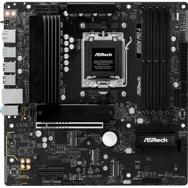 Mатеринська плата sAM5 AMD B850 4xDDR5 HDMI/DP 3xM.2 2.5GbE LAN mATX ASROCK B850M PRO-A