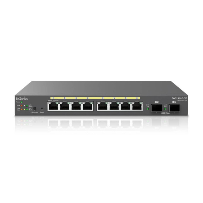 Комутатор 8-port GbE PoE.af/at(+) 55W, 2xSFP ENGENIUS EWS2910P-FIT (1402A0090323)